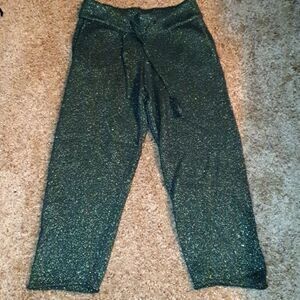 Zara Knit Glitter Green Knit Pants sz S